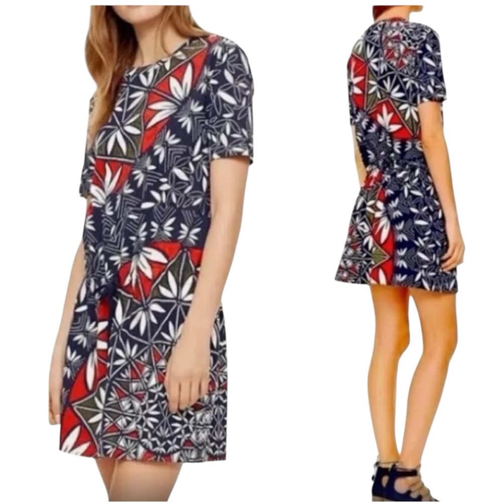 TORY BURCH Acoma Pottery Pima Cotton Drawstring Mini Dress Size Small — TEMPTING